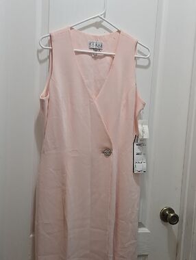 Blush Pink Sleeveless Wrap Dress with Decorative Button